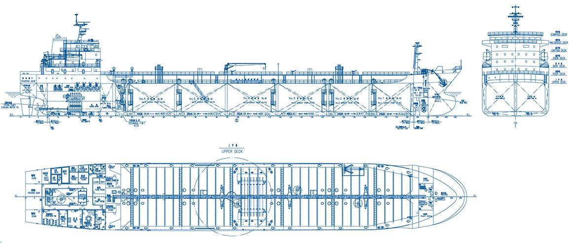 Чертеж грузового судна